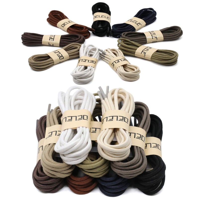 DELELE 2 Pair 39 inch Khaki Round Waxed Oxford Shoe Laces for Dress Shoes and Boots - Image 5